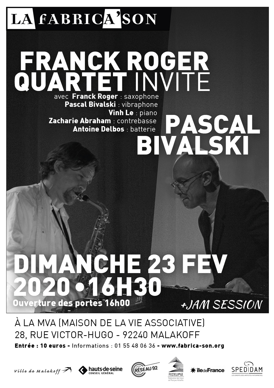 FEVRIER 2020 – Franck Roger Quartet invite Pascal Bivalski