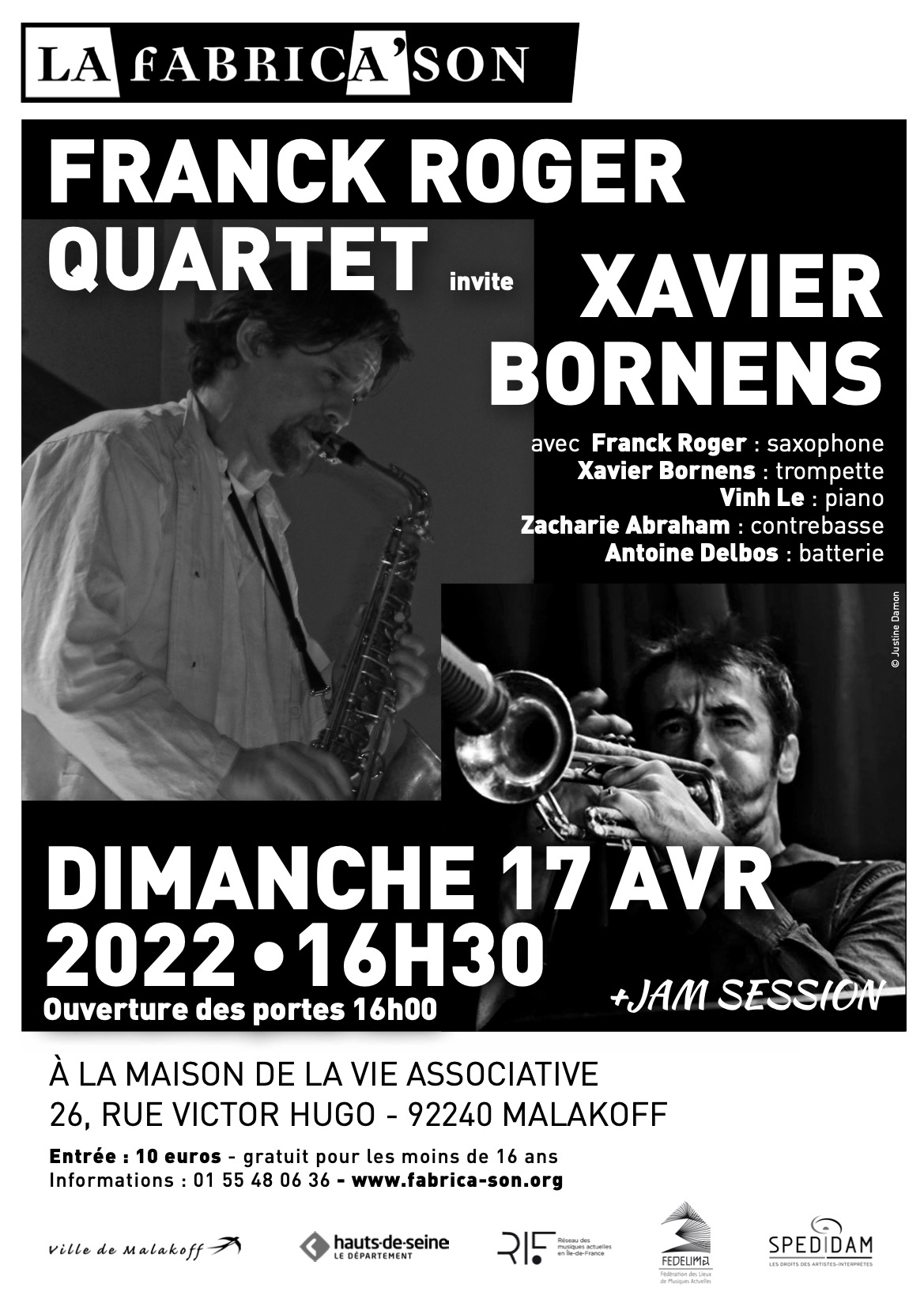 AVRIL 2022 – Franck Roger Quartet invite Xavier Bornens